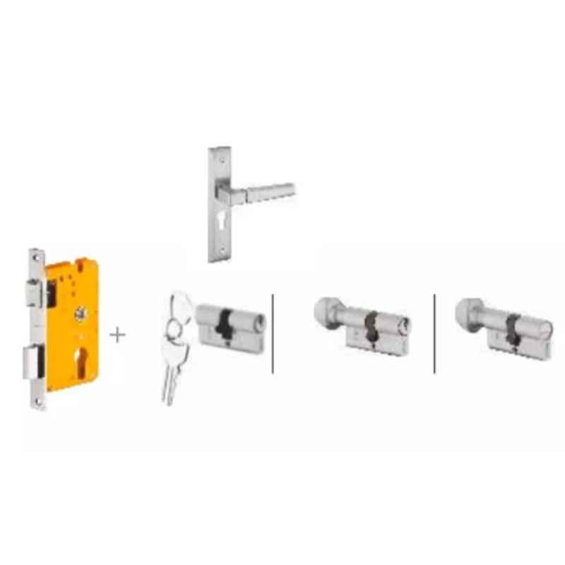 Dorset Cosmo HL CS 8 inch Zinc PT Finish Lock Set with Coin & 70mm Knob Cylinder (Pack of 2)