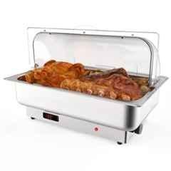 Khushi Udyog 1200W 9QT Stainless Steel Silver Chafing Dish GN Pan Buffet Warmer