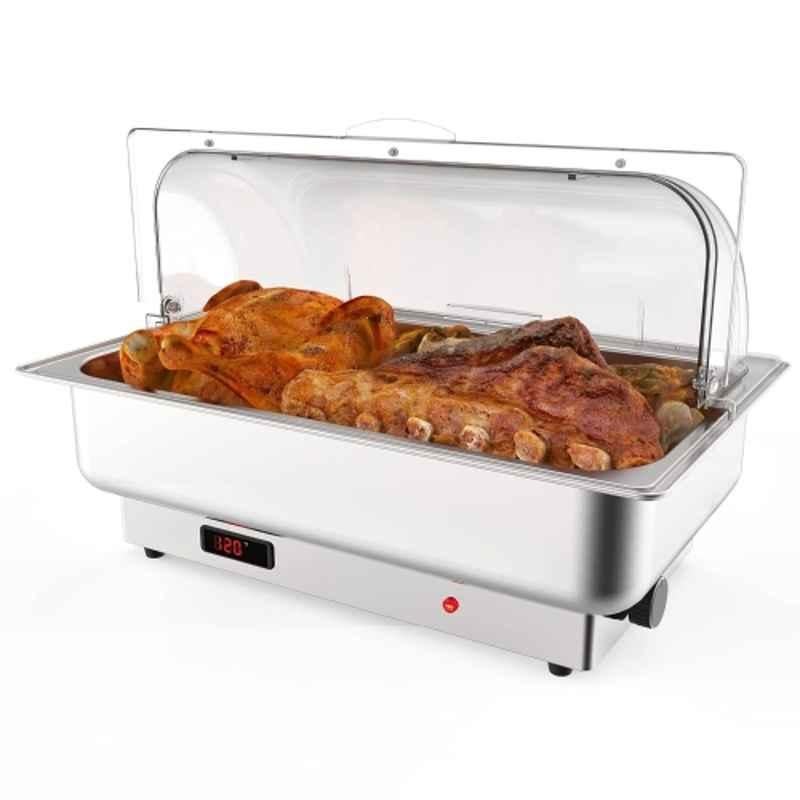 Khushi Udyog 1200W 9QT Stainless Steel Silver Chafing Dish GN Pan Buffet Warmer