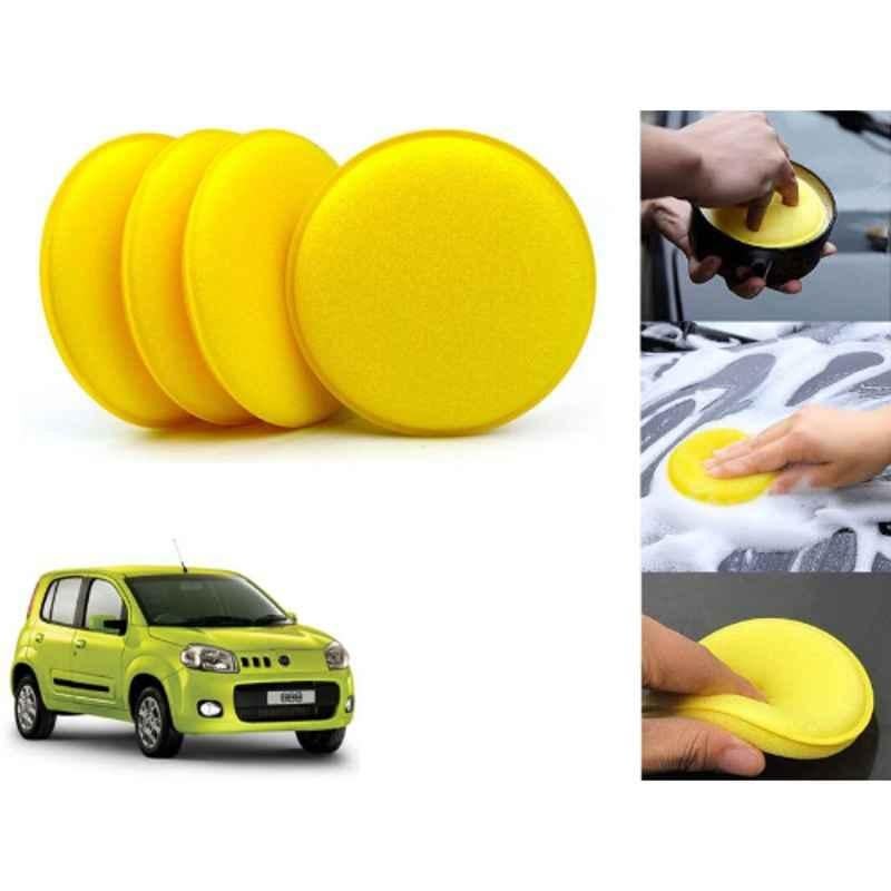 Auto Pearl Polyurethane Beige Washing & Waxing Polish Foam Sponge for Novo Uno (Pack of 4)