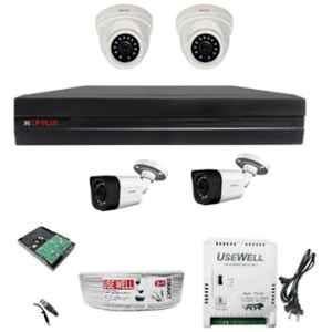 CP Plus 2.4MP White & Black 2 Dome & 2 Bullet Camera with 4 Channel DVR & HDD Kit