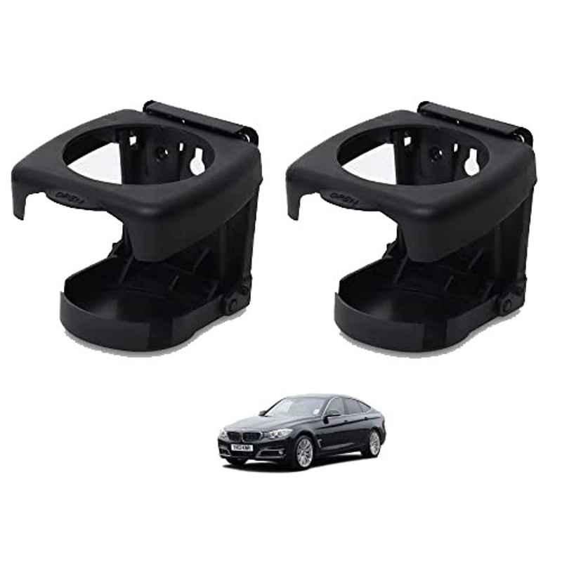 Kozdiko Plastic Black Foldable Car Drink Holder for BMW 3GT Series (Pack of 2)
