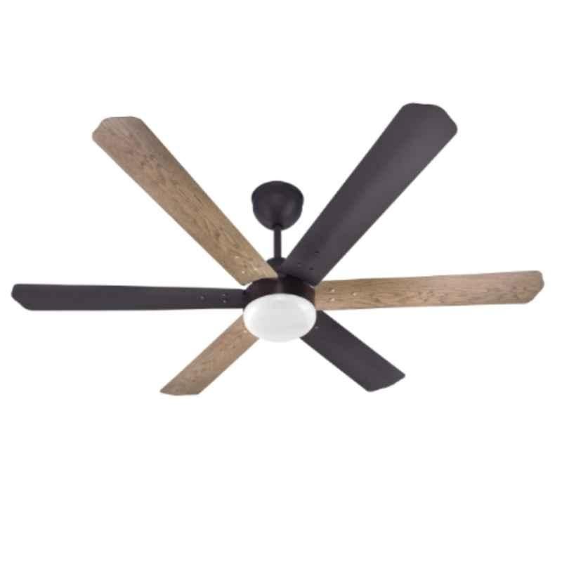 Airelec Gloria Brassica Dual Tone 32W 300rpm 0.5 W LED 5 Star 6 Blade BLDC Ceiling Fan with Remote & 2 Years Warranty Sweep: 1200mm Smoke Brown ASH Wood AIRCFB5-01