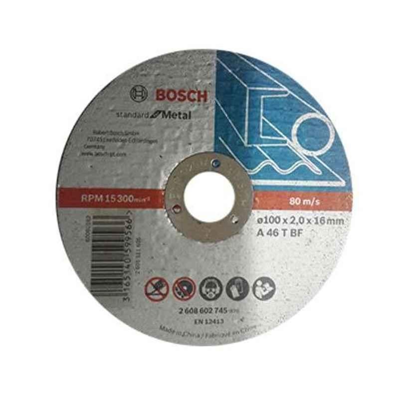 Bosch 100x2x16mm A 46 T BF Straight Cutting Wheel for Metal, 2608602745
