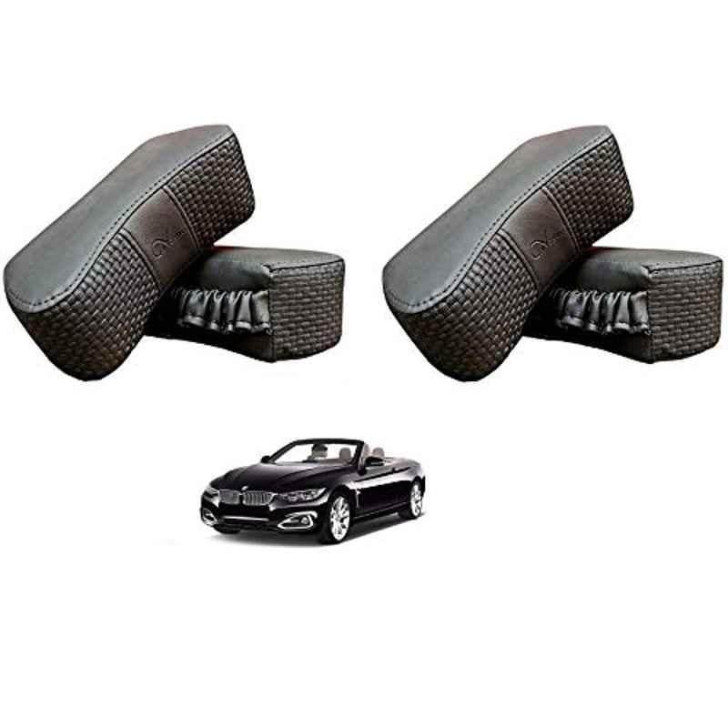 Kozdiko 4 Pcs CV Designer Grey Leatherite Neck Rest Car Cushion Pillow Set for BMW 4 Series