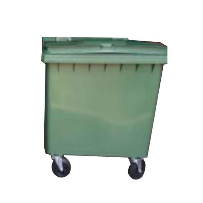 Contenur 660L Green Plastic Dustbin with 4 Wheels, DWB-660-EUR-G