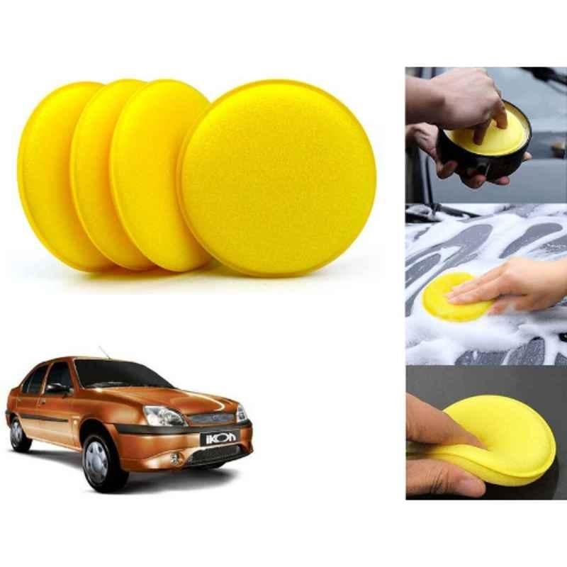 Auto Pearl Polyurethane Beige Washing & Waxing Polish Foam Sponge for Ikon (Pack of 4)