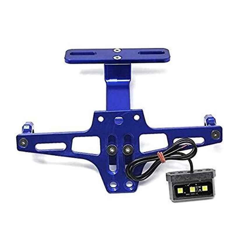 RA Accessories CNC Adjustable Tail Tidy with Number Plate Holder with LED for Yamaha R15 V3 (Blue)