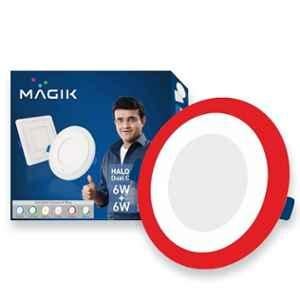 Magik Halo 6+6W 6500K Cool White & Red Dual Colour LED Panel Light, PCHA06CR4168