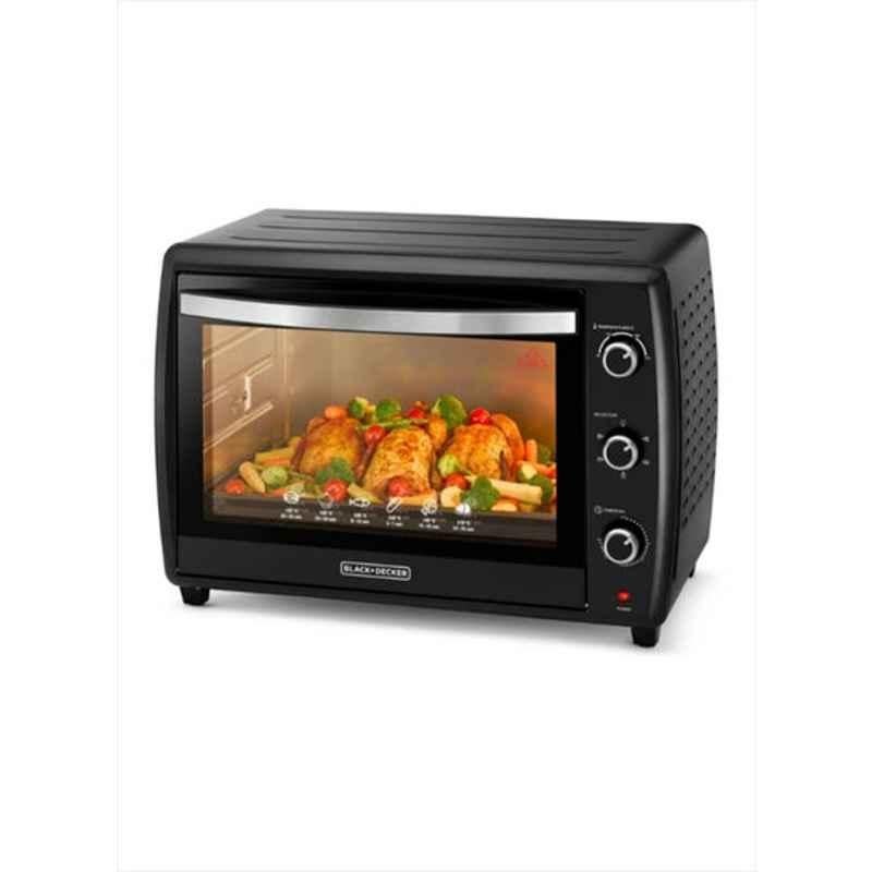 Black & Decker 2200W 240V Black Toaster Oven Multifunction with Double Glass & Rotisserie for Toasting, TRO70RDG-B5
