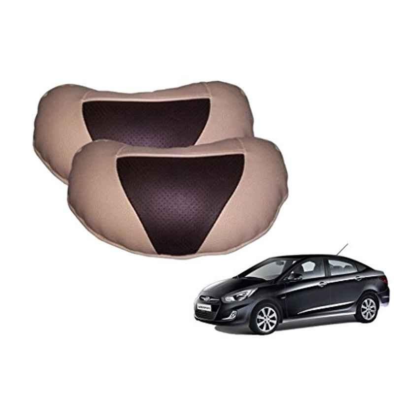 Kozdiko 2 Pcs Brown & Beige Neck Rest Set for Hyundai Verna Fluidic, koz_38804