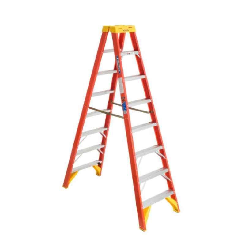 Werner 62 300lbs Twin 8 Step Fiberglass & Aluminium Orange & Yellow Ladder, T6208