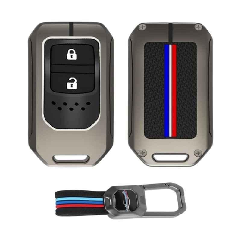 Kingsway Gunmetal Grey 2 Buttons Car Key Cover with Keychain for All Honda Cars