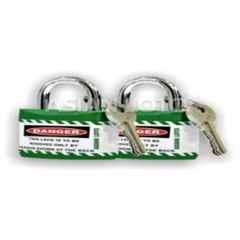 Asian Loto 2 Pcs Metal & Plastic Green Regular Shackle Jacket Padlock Set with 3 Keys, ALC-LPR
