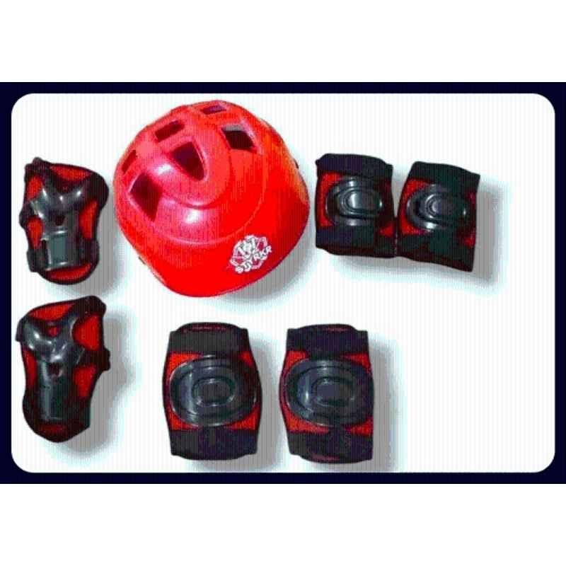 STYRKR Plastic & EVA Foam Red Protective Guard Kit Skate & Cycling Protection Set 7-in-1 Skating Kit Skating KitKIT-1042