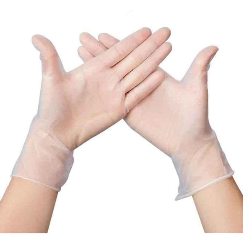 WOC 100 Pcs Clear Disposable Hand Vinyl Gloves Set, Size: Large