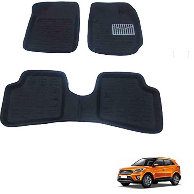 Kozdiko Thermoplastic Elastomer Black 3D Car Floor Mat Set for Hyundai Creta, Koz-88404