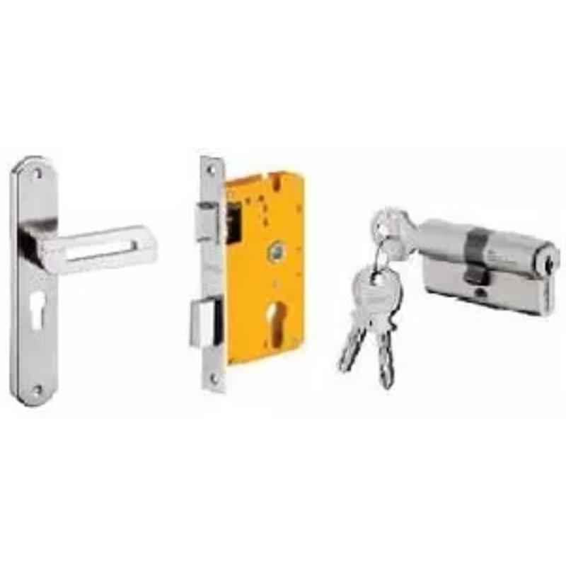 Dorset HL Series Lia 60mm Stainless Steel Silver Chrome Finish Door Handle Lock Set with Both Side Key Cylinder (Pack of 2)