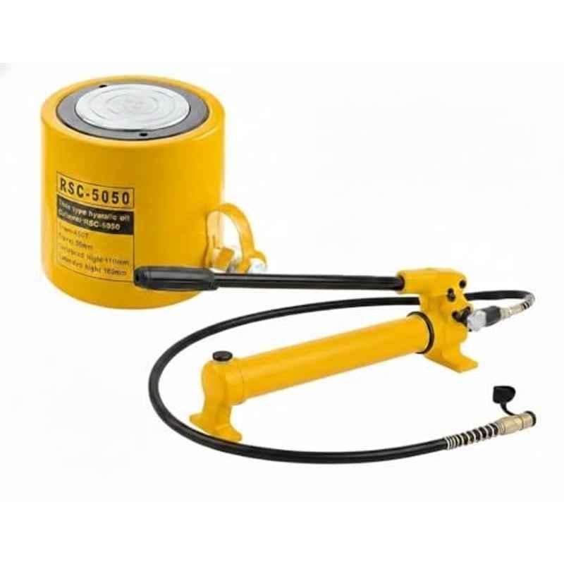 Nutronics 50 Ton 50mm Stroke Yellow Hydraulic Cylinder Jack with Hand Pump, RSC-5050700