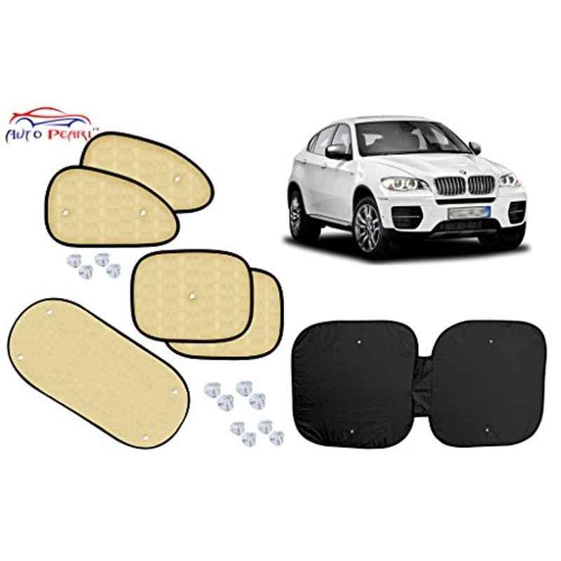 Auto Pearl 6 Pcs PVC & Mesh Beige Window, Front & Rear Sun Shade Set for BMW X5