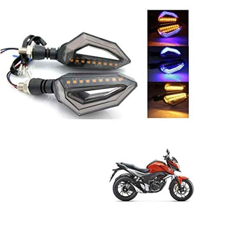 Kozdiko 4 Pcs Bike D Shaped 9 LED Front & Rear Side Turn Signal Indicator Light Set for Honda CB Hornet 160R