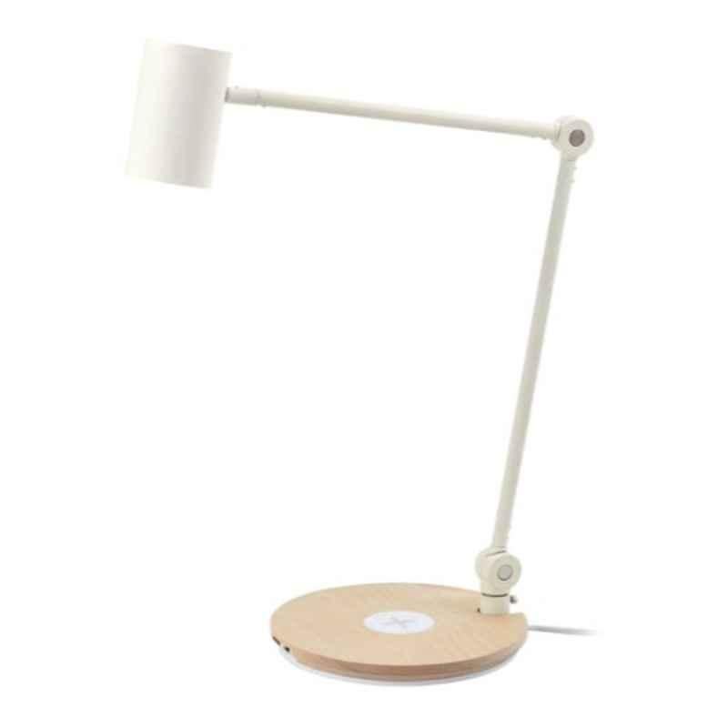 Riggad 43cm Off White & Beige LED Work Table Lamp with Wireless Charging, GS135611