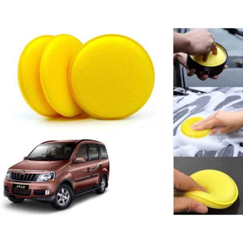 Auto Pearl Polyurethane Beige Washing & Waxing Polish Foam Sponge for Xylo 2014-2020 (Pack of 3)