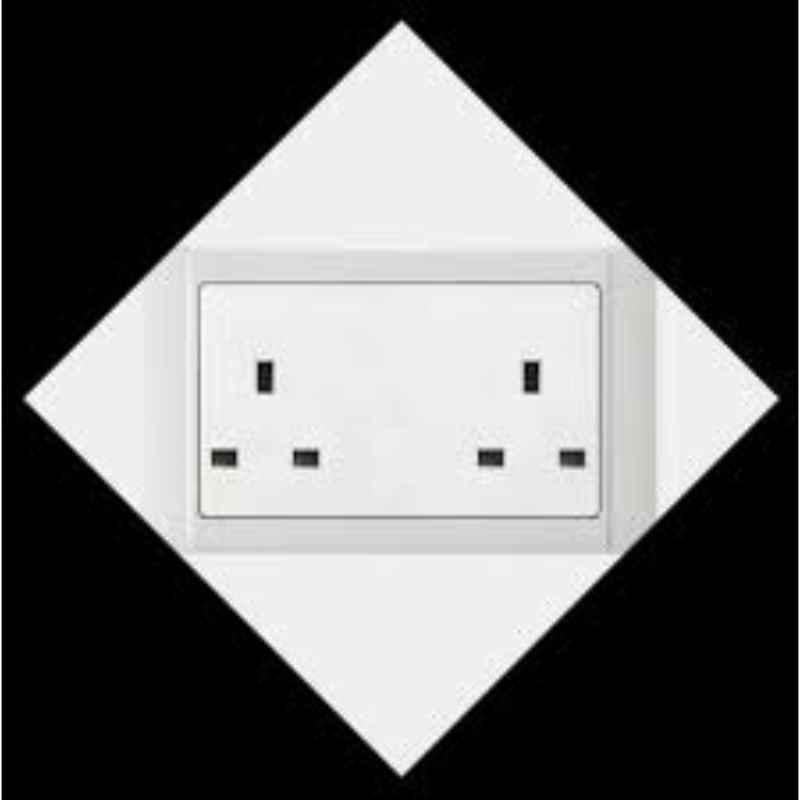 RR White 13A 2G Outlet Unswitched Socket, VN6666