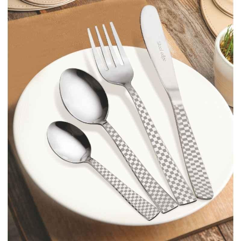 Steel Edge 30 Pcs Stainless Steel Diamond Cutlery Set with Knives