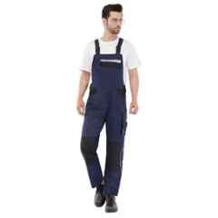 Atacama Colorado Poly Cotton Blend Twill Navy Blue & Black Industrial Bib Trouser with Reflective Strip, ABP001NY, Size: 34