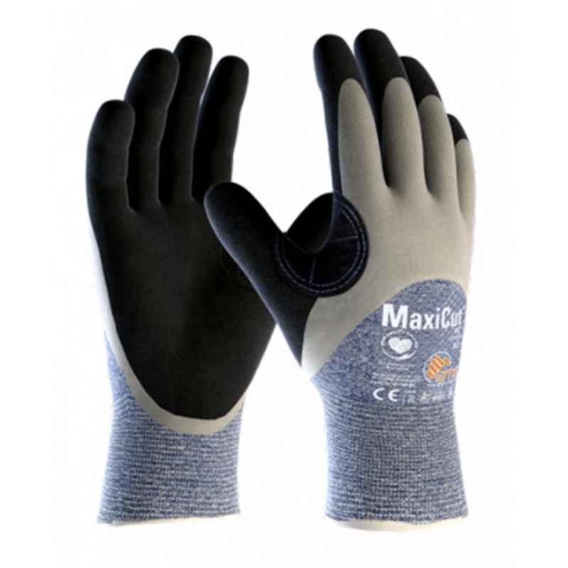 ATG MaxiCut Oil 34-505 Micro Foam Nitrile Coated Blue & Black Safety Gloves, Size: XL