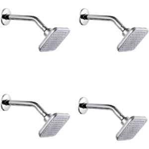 IRIS CRUZ 4 inch Brass Chrome Finish Rain Flow Shower Head with 9 inch Arm (Pack of 4)
