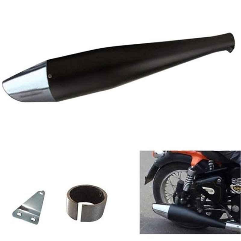 AllExtreme EX099 Black with Chrome Tail Chrome Tail Dolphin Style Silencer with Glasswool
