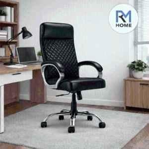 RM HOME Elvon Luxe Leather High Back Black Executive Chair