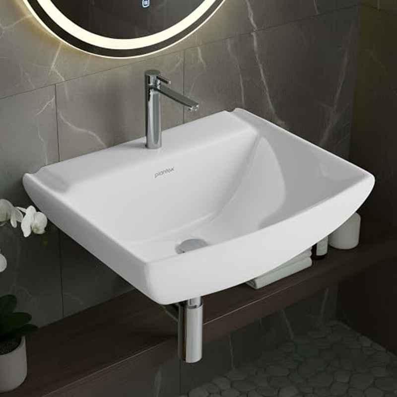 Plantex Plano 18x14x5 inch Ceramic White Wash Basin for Bathroom, APS-1174