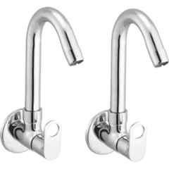 Senkiddpro Prime Brass Chrome Finish Wall Mounted 360 Degree Moving Sink Tap (Pack of 2)