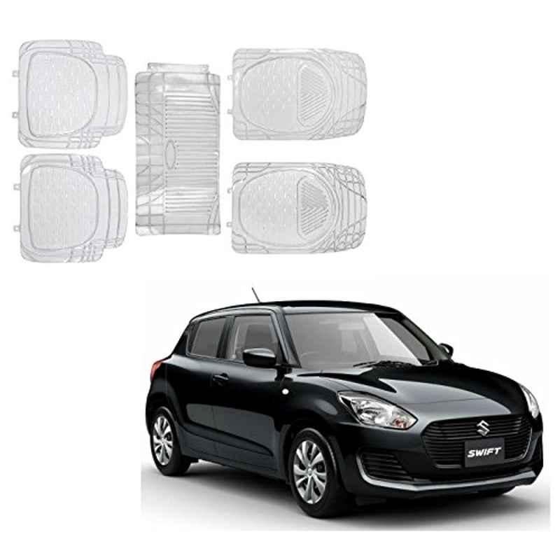 Kozdiko 6205 5 Pcs Rubber & PVC Clear Car Foot Mat Set for Maruti Suzuki Swift 2018