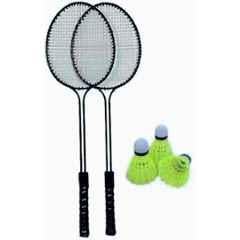 STYRKR Black Badminton Set of 2 Pcs with 3 Nylon Shuttle Badminton Kit