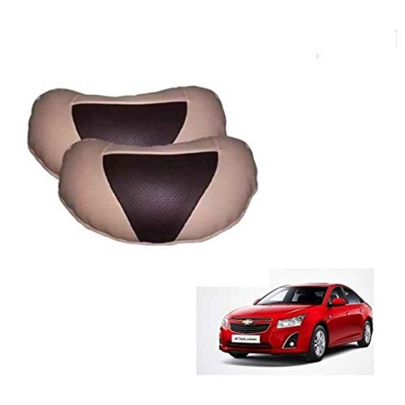 Kozdiko 2 Pcs Beige & Brown Car Neck Rest Cushion Pillow Set for Chevrolet Cruze
