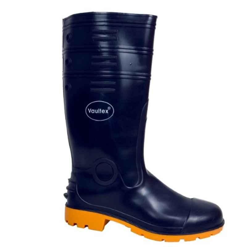 Vaultex BGD Steel Toe Black & Yellow Safety Gumboot with Glossy Finish, Size: 45