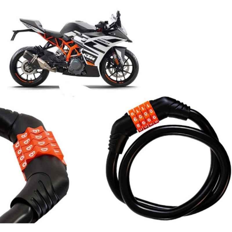 Auto Pearl Black & Orange 4 Digit Anti-Theft Combination Number Lock for RC 390 BS6