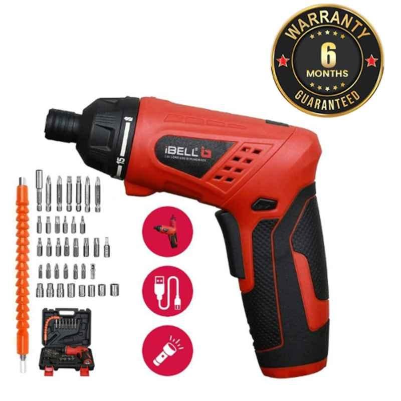 iBELL 3.6 VDC 1500mAh Cordless Rechargeable Red Electric Screwdriver with 6 Months Warranty, IBL MS06-16