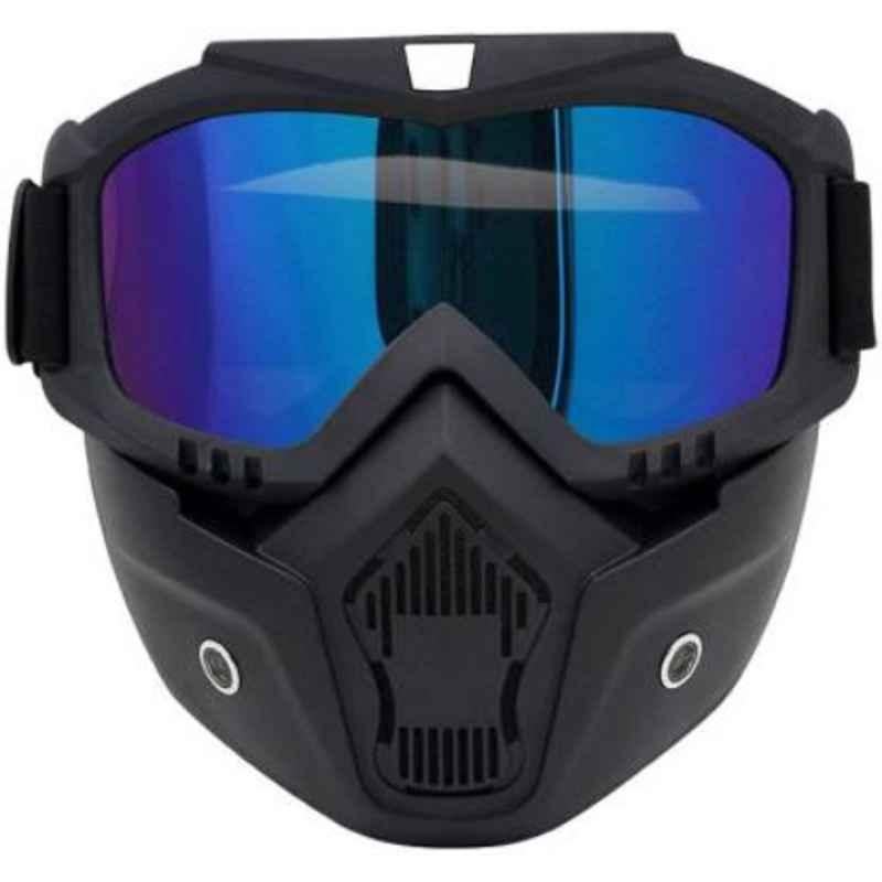 Olmeo Black Rainbow Glass Bike Protective Goggle with Face Mask
