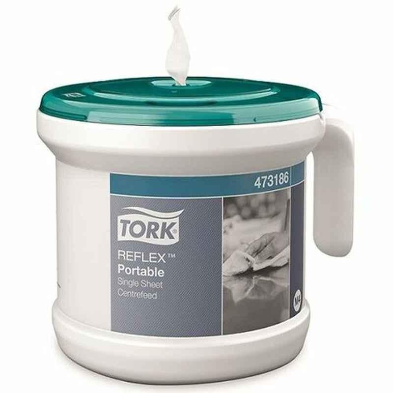 Tork Centre Feed Nozzle Dispenser, Reflex, Plastic, White and Turquoise