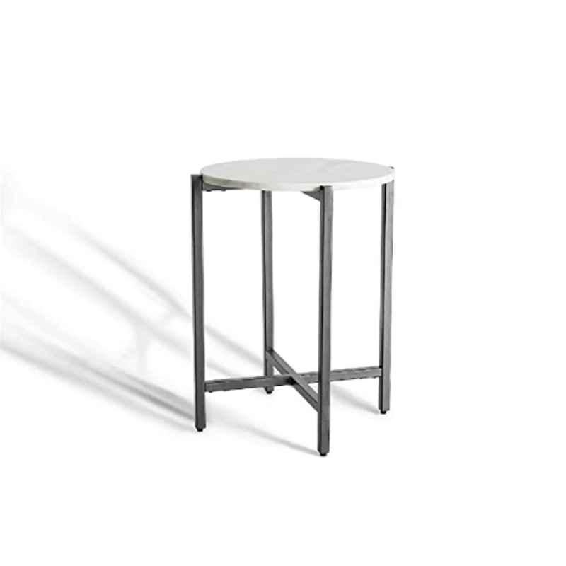 AVA Designz Marble Top White & Grey Side Table