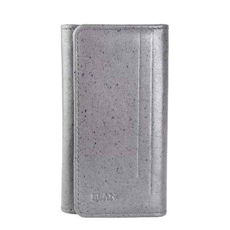 Elan Classic 6 Hooks Grey Leather Slim Key Pouch, ECKP-9534-GR