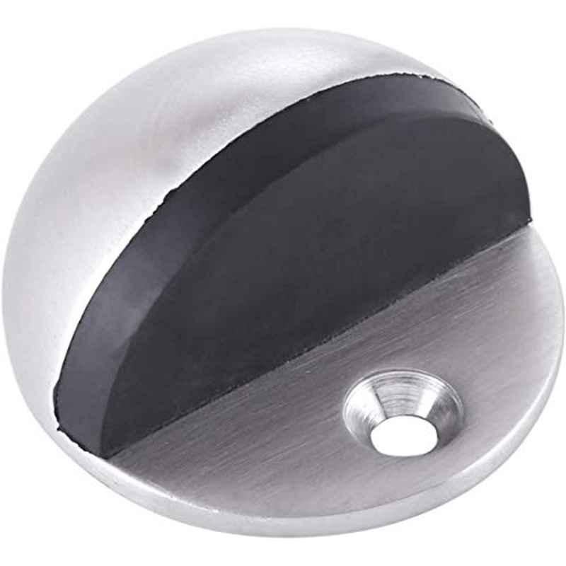Dorfit 44x26mm Stainless Steel Half Round Moon Door Stopper with Black Rubber Padding, DTDS001