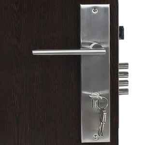 Handle Waala Luna 10 inch 60mm Stainless Steel Silver Cylindrical Plate Both Side Key Mortise Door Lock Set