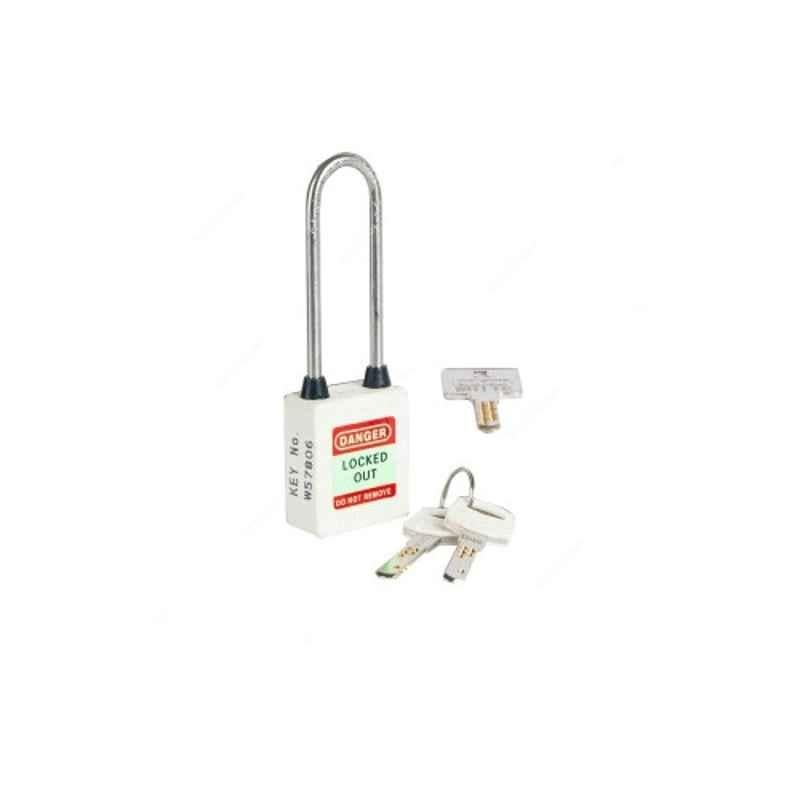 Loto-Lok 80x5mm Nylon & Stainless Steel White Three Point Traceability Lockout Padlock, 3PTPWKDMKL80