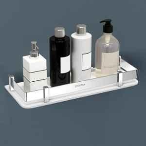 Plantex 12x6 inch Acrylic Silver Matte Finish Bathroom Shelf